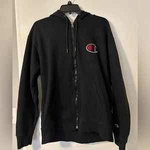 Champion, Black Zip-Up Hoodie, Size Large